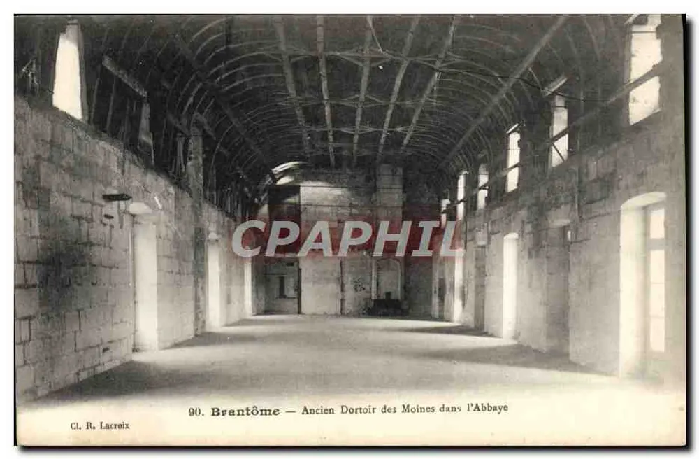 Brantôme — Ancien Dortoir des Moines dans l'Abbaye — Cl. R. Lacroix, n°90 - Recto