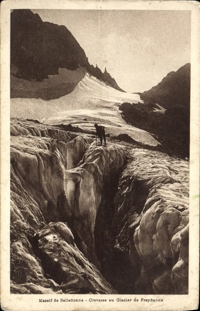 Massiv von Belledonne — Riss im Glacier de Freydanne — P.G. phot.-édit. Grenoble - Vorderseite