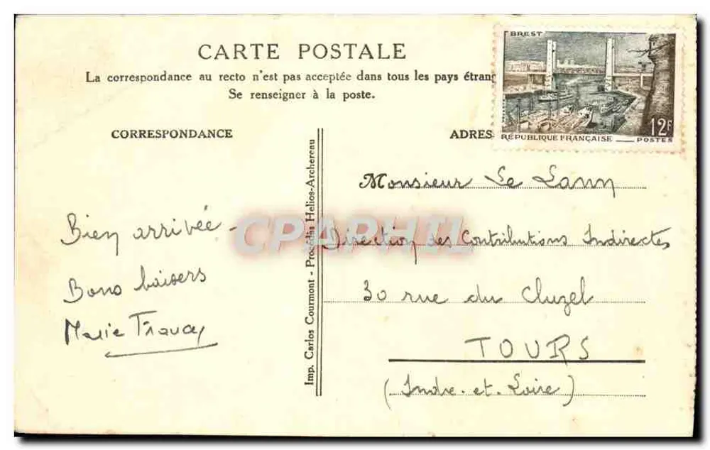 Association Amicale des P.T.T. — Façade de la Maison de l'Amicale — Imp. P. Courmont - Provincias Archereau - Rückseite