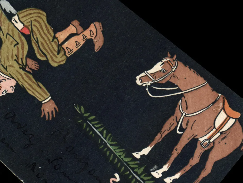 Cavalo e cavaleiro — cena noturna — editor não visível - Frente