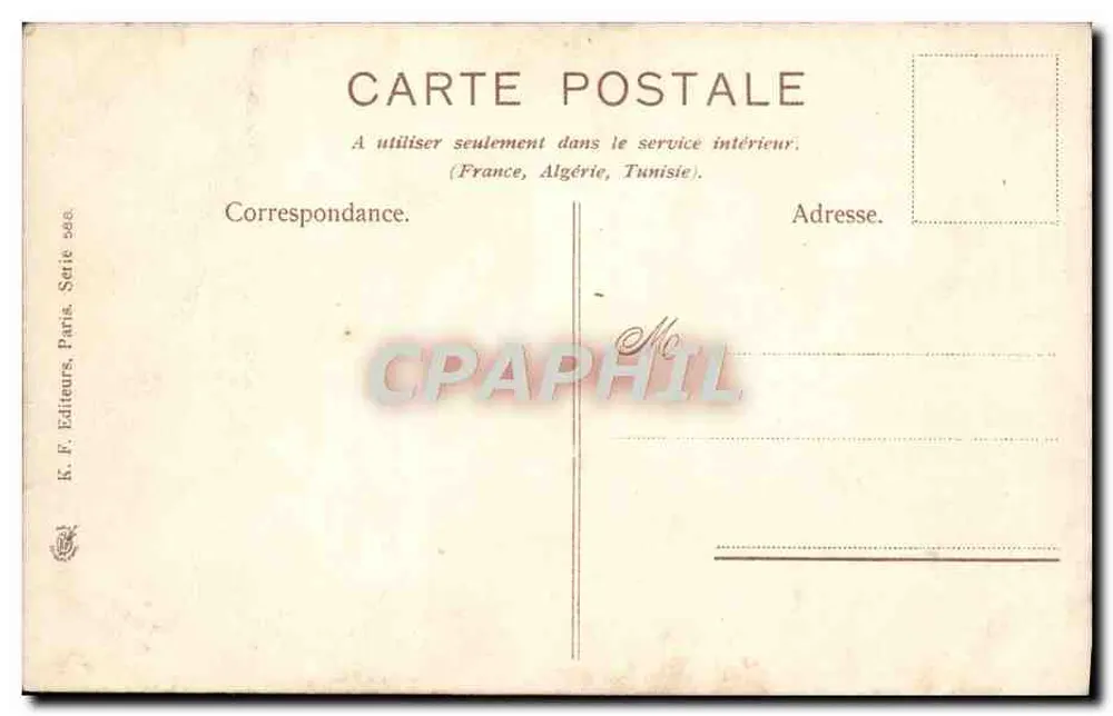 Cena de campo — dois camponeses com carruagem de leite — K. F. Editores, Paris, Série 296 - Verso