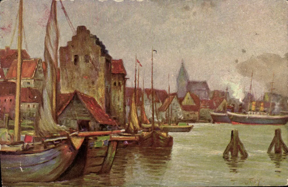 Alter Hafen — Ansicht des alten Hafens — W. Hoy, Nr. 1201 - Vorderseite