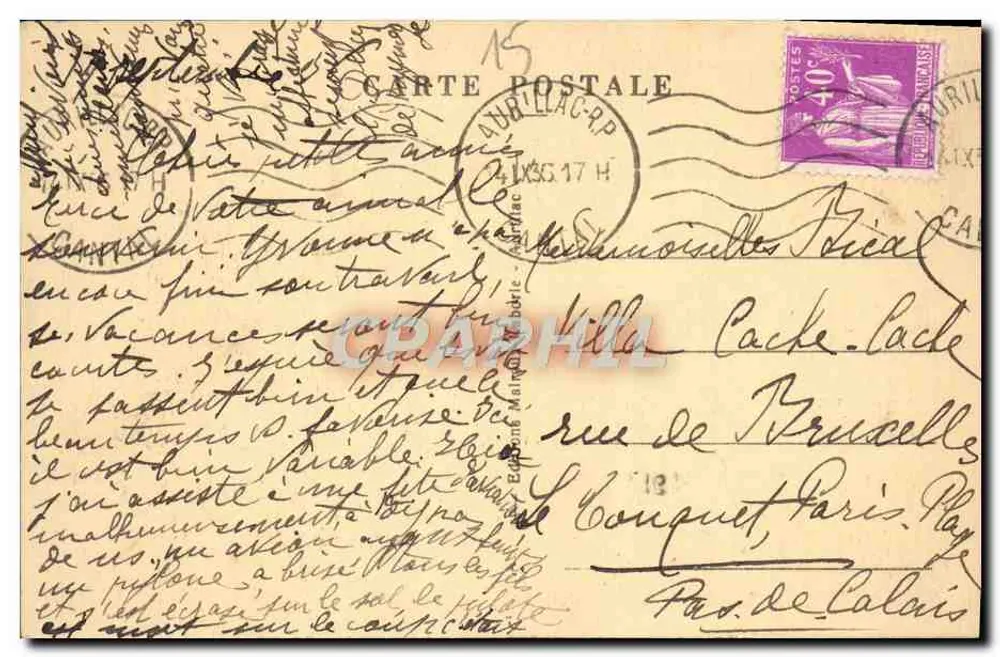 Le Cantal Pittoresque — Puy-Mary - Pas de Peyrol — editor Puy-Mary, n° 1348 - Verso