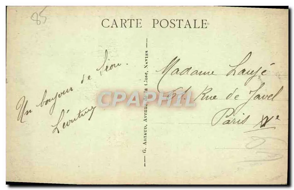 Rocks on the coast of SION — 22 — publisher G. Altaud, La Cloe, Nantes - Back