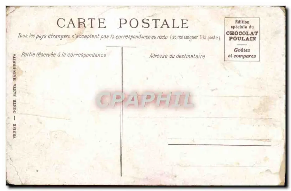 Venise — Ponte Santa Margherita — Édition spéciale du Chocolat Poulain - Verso