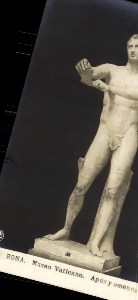 Roma. Museo Vaticano. Apoxyomenos — statue du bain de l'athlète, éditeur non visible - Frente