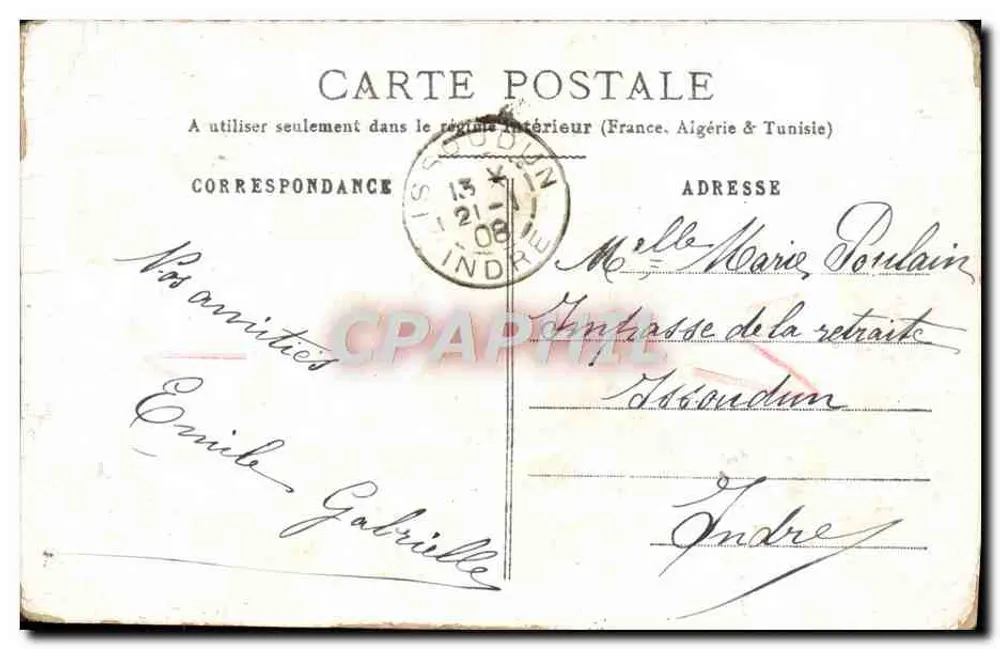 Junges Paar im Garten — Verlag nicht sichtbar — 5 Cent grüner Stempel - Rückseite