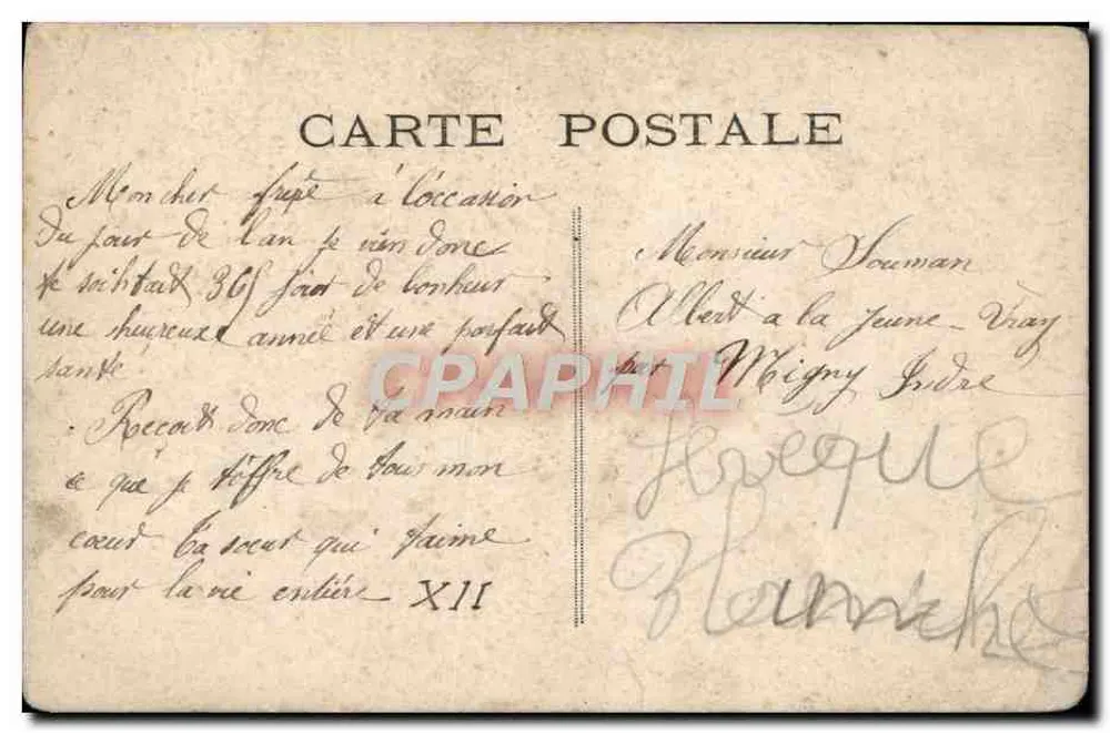 Frau in geschmücktem Kleid — Frohes Neues Jahr 1910 — BBM n°27 - Rückseite