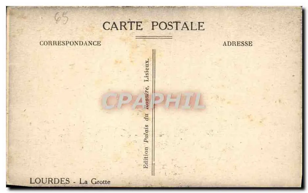 Lourdes — A Gruta — Edição Palais du Rosaire, Listeux - Verso