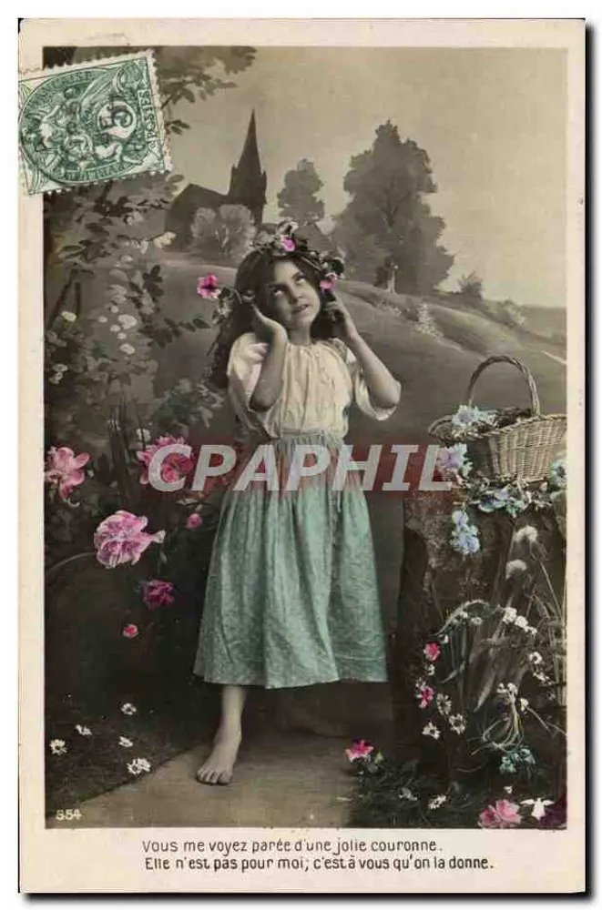 Menina coroada de flores — cena bucólica — editor não identificado, n° 554 - Frente