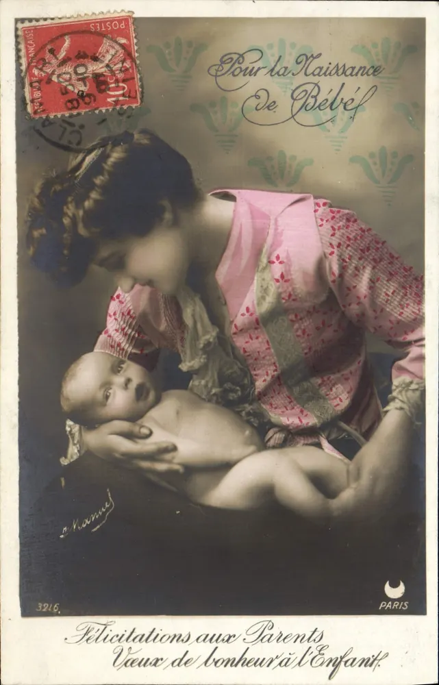 Mutter mit ihrem Baby — Glückwünsche an die Eltern — Paris, Verlag N. Manuel, Nr. 3216 - Vorderseite