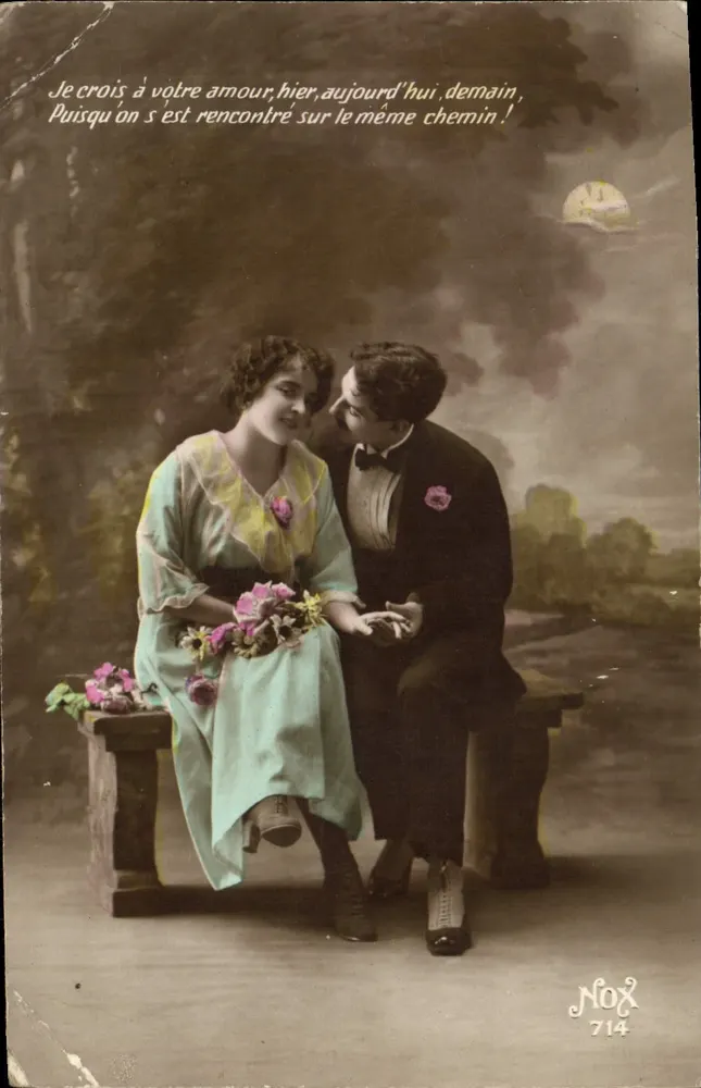Couple amoureux — scène de parc — éditeur NOX n°714 - Vorderseite