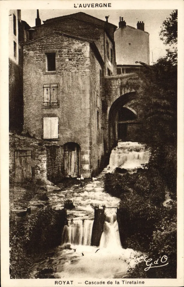 Royat — Cachoeira da Tiretaine — J. Gouttefanges, edição Olliergues (P.-de-D.) - Frente