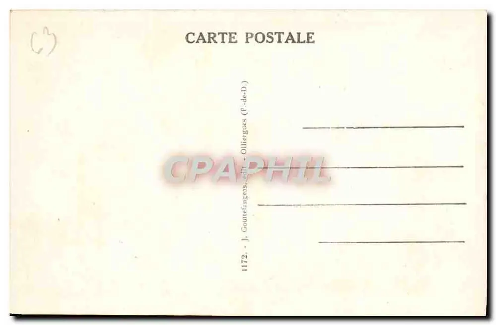 Royat — Cachoeira da Tiretaine — J. Gouttefanges, edição Olliergues (P.-de-D.) - Verso