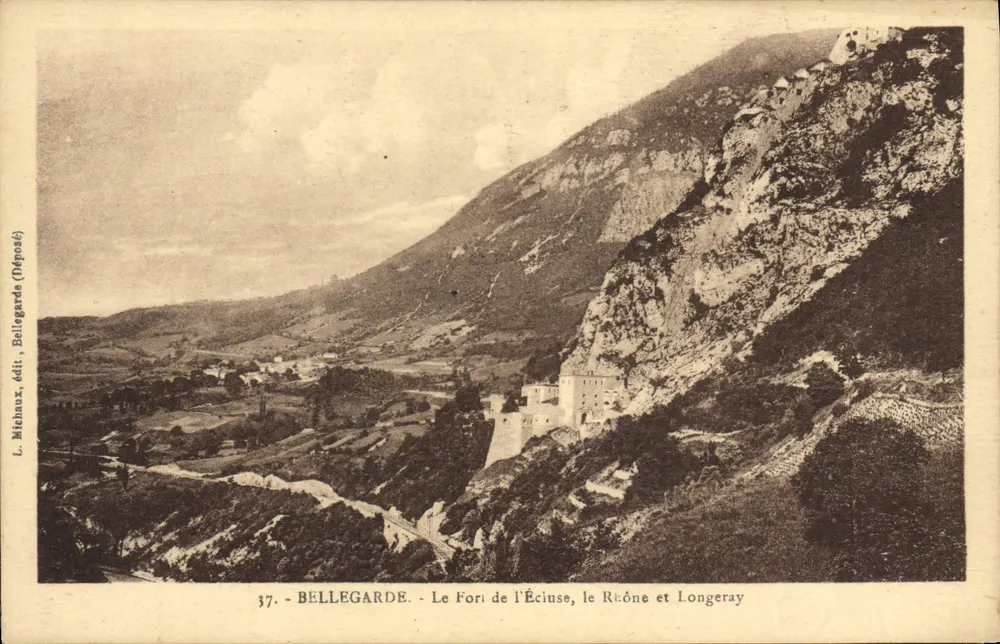 Bellegarde — Das Fort von l'Éciuse, der Rhône und Longeray — L. Mihleaux, Verleger, Bellegarde (Deposité) - Vorderseite