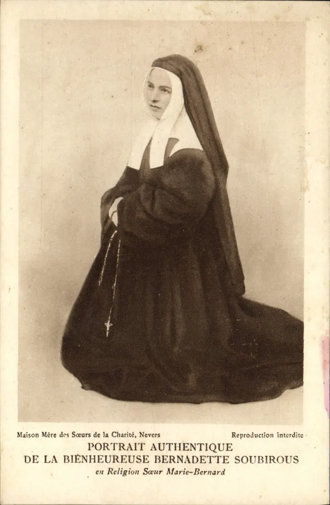 Authentisches Portrait der seligen Bernadette Soubirous — Mutterhaus der Schwestern der Caritas, Nevers — Helioengravur - Vorderseite