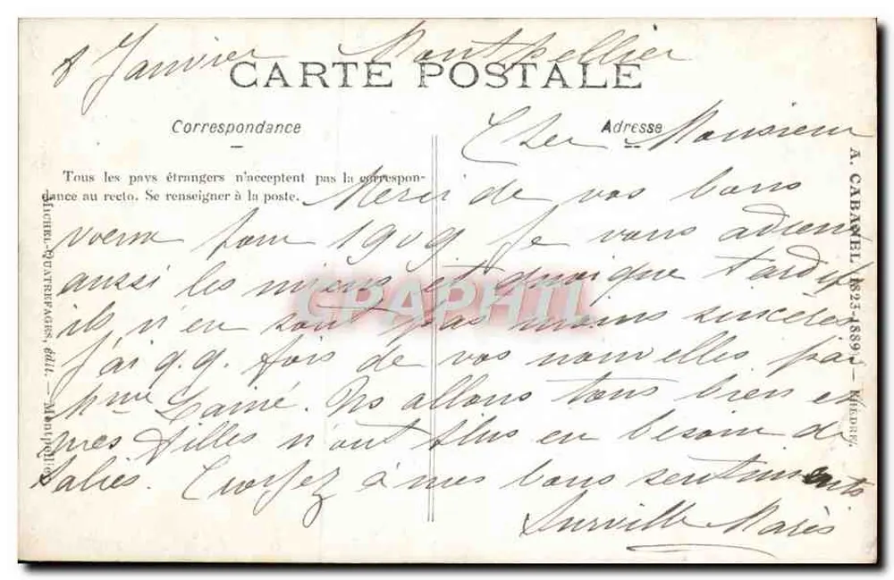 Tema mitológico — Museu de Montpellier — editor A. Cabanel - Verso