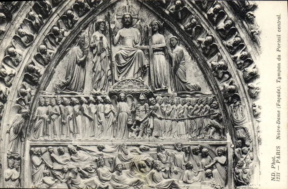 Zentralportal der Fassade von Notre-Dame — Paris — ND Phot. — Nr. 1231 - Vorderseite