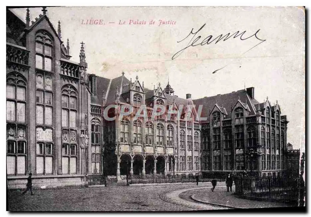 Liège — Le Palais de Justice — Éditeur J.F. (imprimé en bas à gauche du verso) - Voorkant