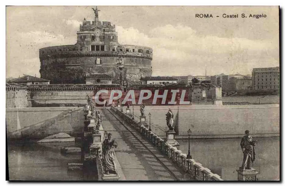 Roma - Castelo de S. Ângelo — vista do ponte — editor desconhecido - Frente