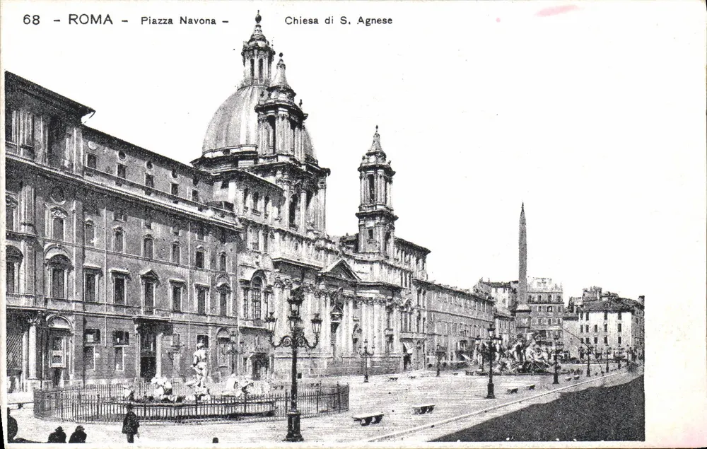 Roma - Piazza Navona - Igreja de S. Agnese — Cartolina Postale Italiana n°68 - Frente