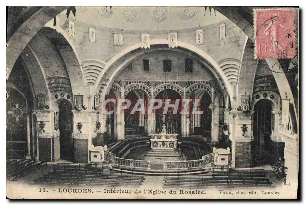 Lourdes — Interior of the Church of the Rosary — Viron, phot.-edit., Lourdes - Vorderseite