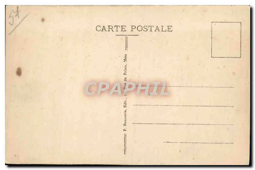 Metz - A Nova Estação Ferroviária — editor P. Bonnevie, n° 128 - Verso