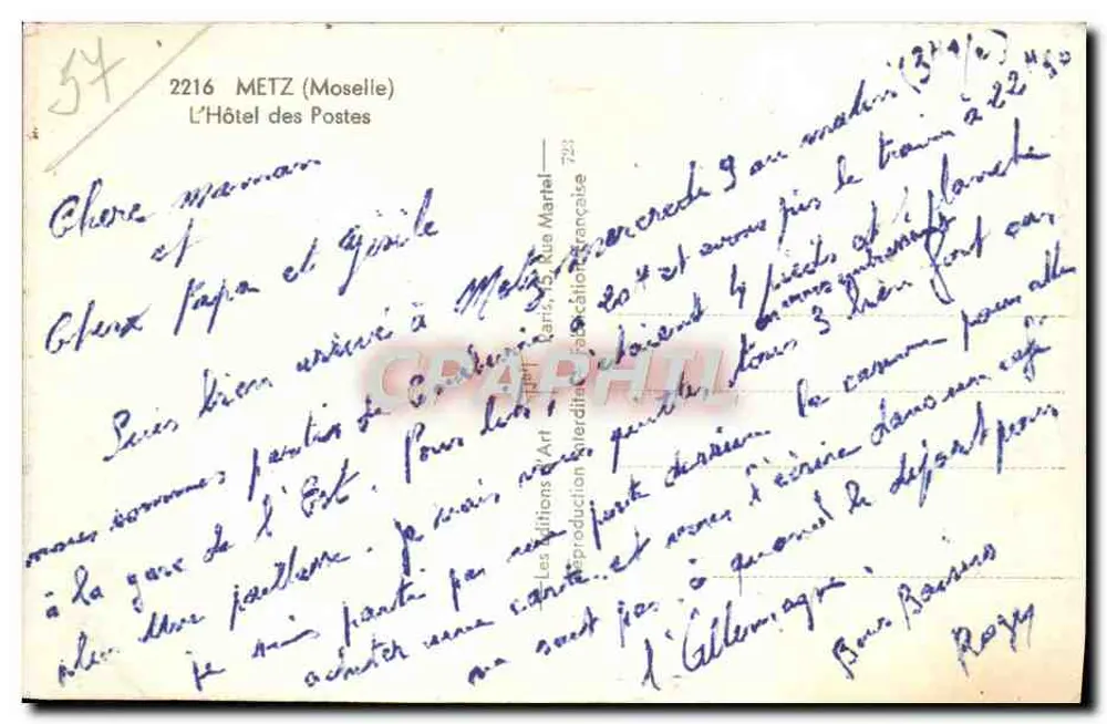 Hôtel des Postes — Metz — Les Éditions Françaises - Verso