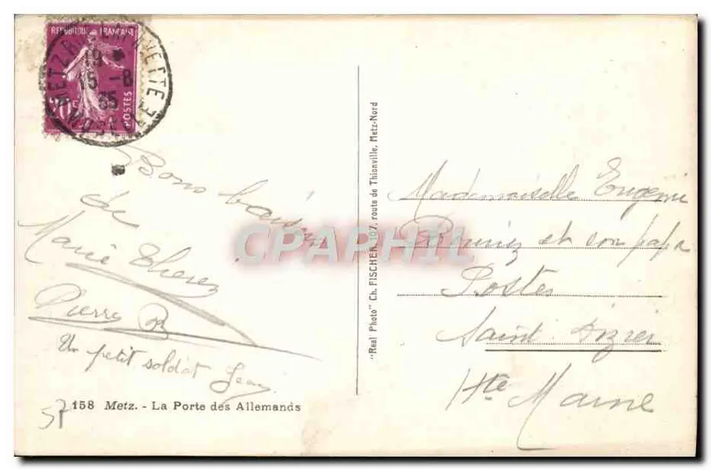 Metz - Die Pforte der Deutschen — Ch. Fischer — n°158 - Rückseite