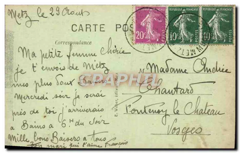 Metz — Vista tirada da Esplanada — E. Weber, Metz, n°61 - Verso