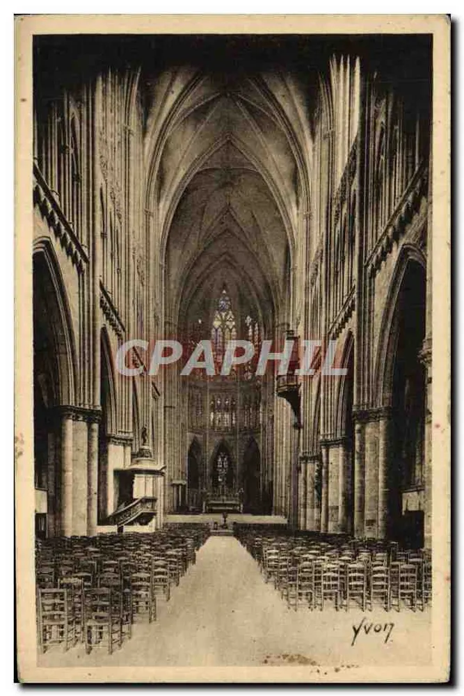 Interior da Catedral de Metz — A Nave — Edição Yvon - Frente