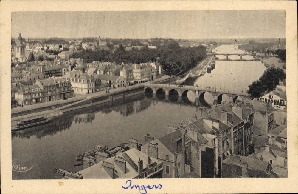 Angers — Vista general y la Maine — C. Ciny, editor - Anverso