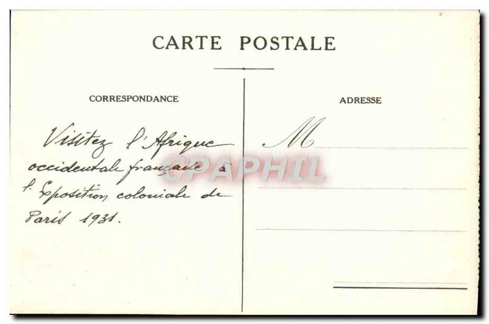 Indigene Siedlung an den Ufern des Senegal — Kolonialausstellung Paris 1931 - Rückseite