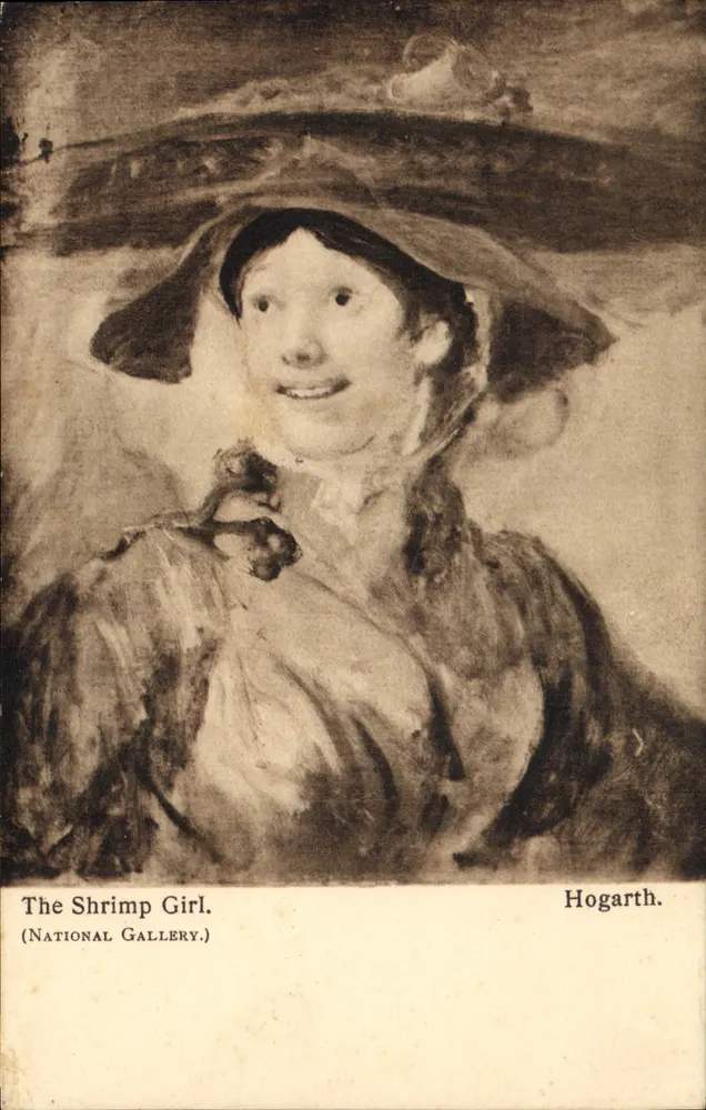 Das Mädchen mit Garnelen — Öl von Hogarth — Verlag Spottiswoode & Eyre, Serie Nr. 6377 - Vorderseite