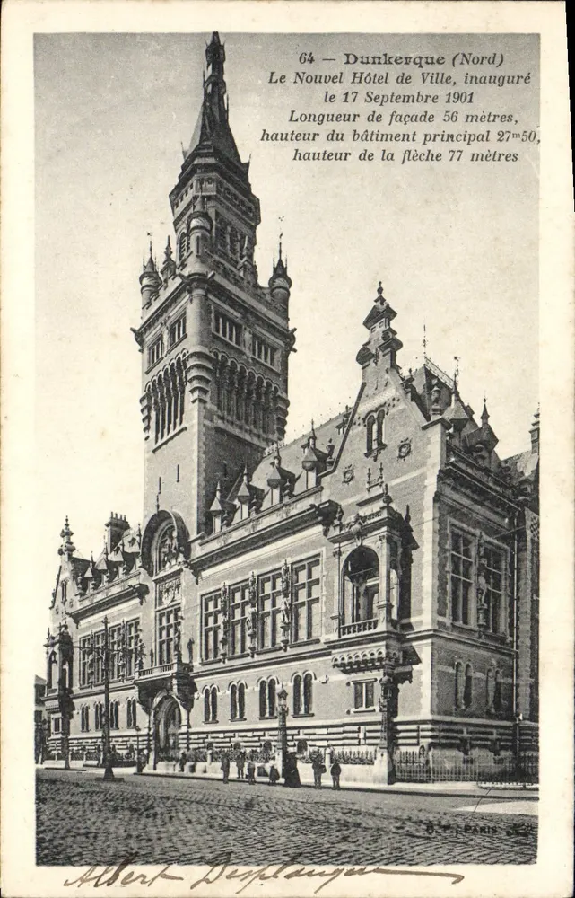 Dunkerque (Nord) — Il Nuovo Municipio inaugurato il 17 settembre 1901 — Albert Desplangue, n°64 - Recto