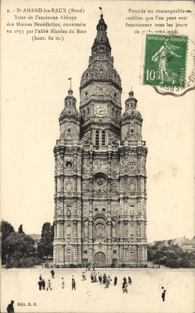 St-AMAND-les-EAUX (Nord) — Turm der ehemaligen Benediktinerabtei — Edit. O.D. - Vorderseite