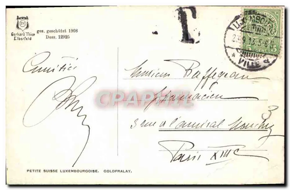 Kleine Schweiz Luxemburg — Goldfralay — Gerhard Thien, Elberfeld - Rückseite