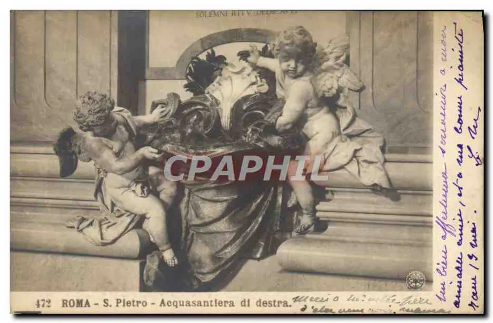 Roma - S. Pietro - Acquasantiera de direita — editor N.P.G. n° 472 - Frente