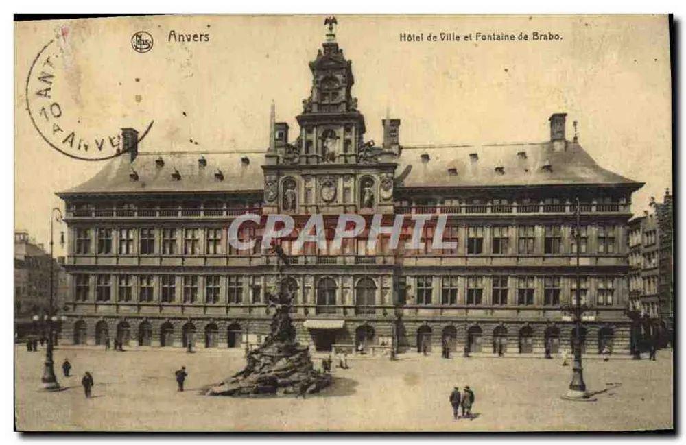 Antwerpen — Rathaus und Brabo-Fontäne — Verlag Thill, Brüssel, Serie 23, Nr. 4 - Vorderseite