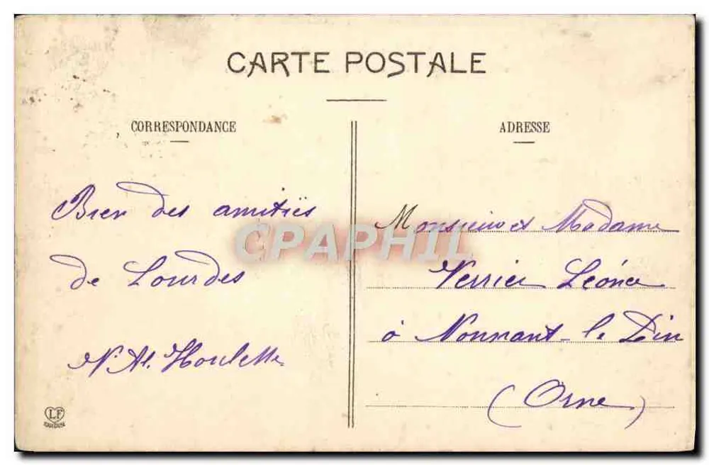 Lourdes — Blick auf die Villas, den Gave und den Fort — Phototypie Labouche frères, Toulouse - Rückseite