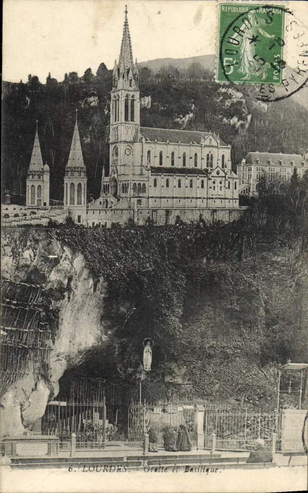 Lourdes — Gruta e Basílica — Edição F. Viron, n°6 - Frente