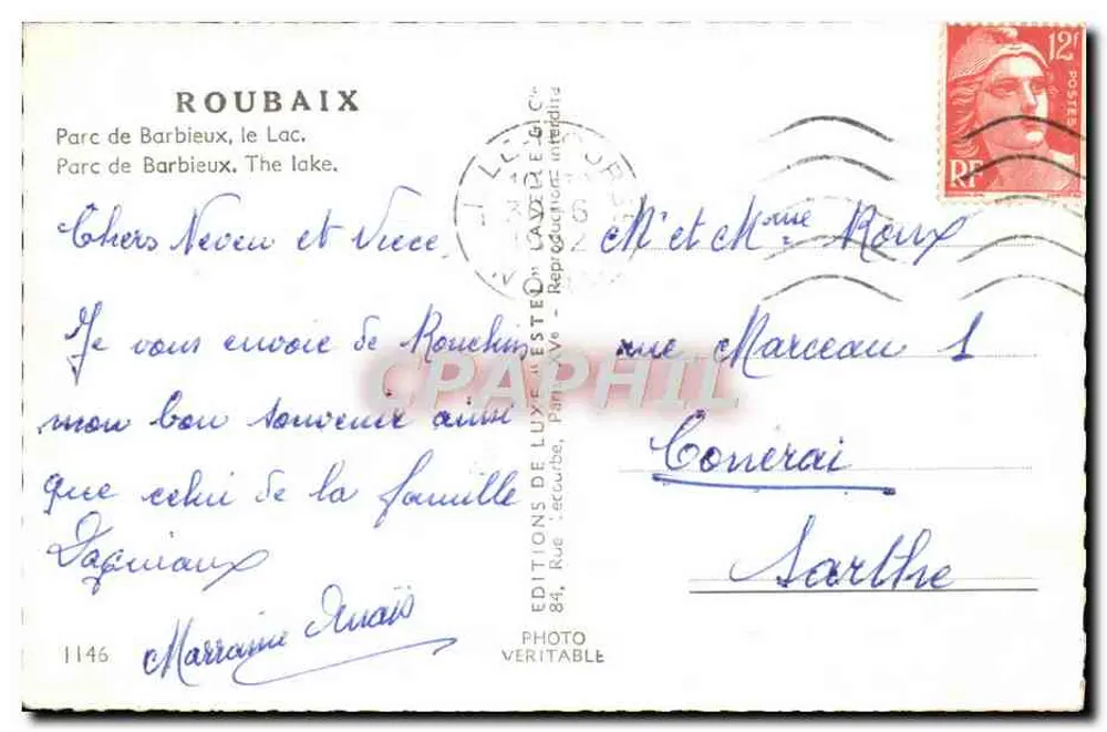 Parque de Barbieux — O lago — Editor Estel, n°1146 - Verso