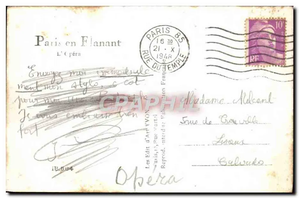 Ópera Garnier — Paris — Editor Paris en Flanant, n° IE.584 - Verso