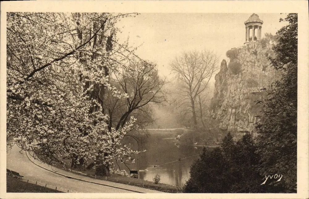 Parc des Buttes Chaumont — Vista do templo sobre rocha — Edição de Arte YVON, Série 3 n°48 - Frente