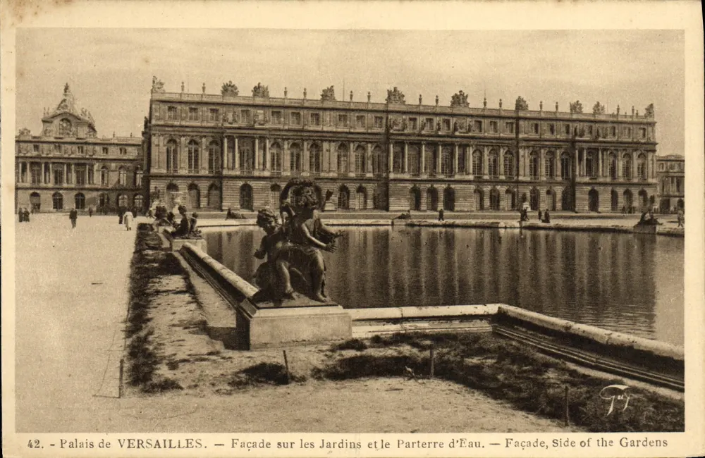 Palast von VERSAILLES — Fassade zum Garten und zum Wasserparterre — Verlag J. F. J. n°42 - Vorderseite