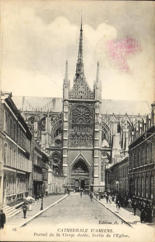 Kathedrale von Amiens — Portal der Goldenen Jungfrau — Ausgabe A. Pouissant, Nr. 16 - Vorderseite