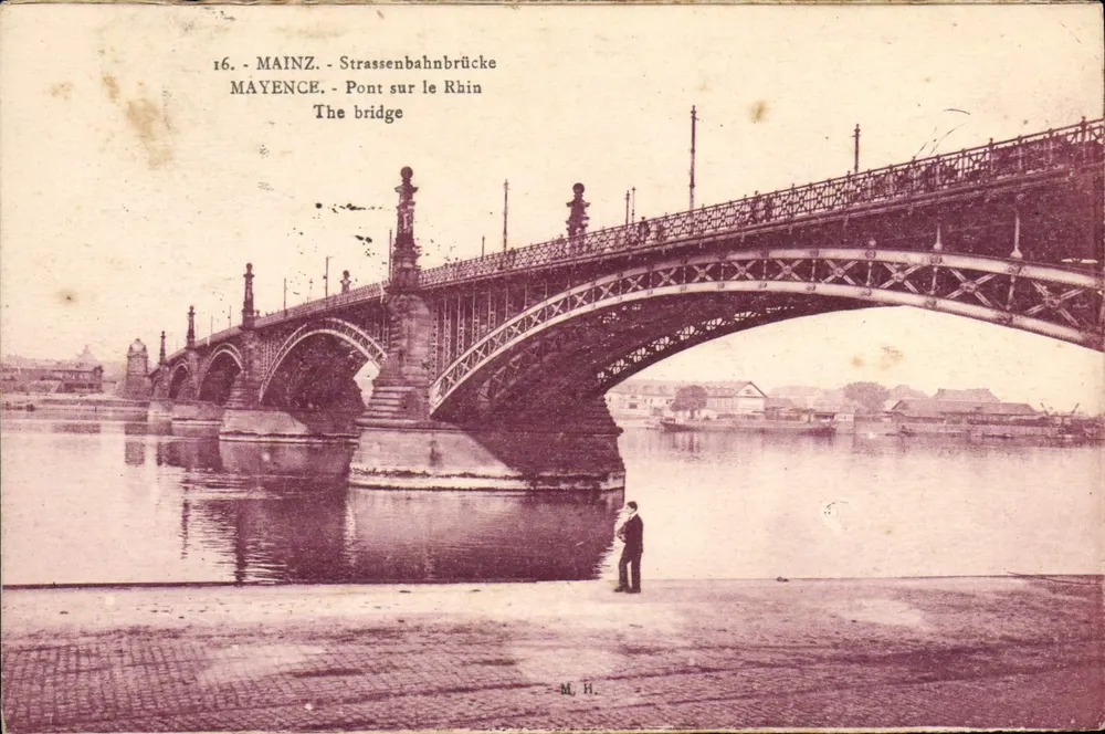 Mainz - Ponte sobre o Reno — Strassenbahnbrücke — M.H. editor - Frente