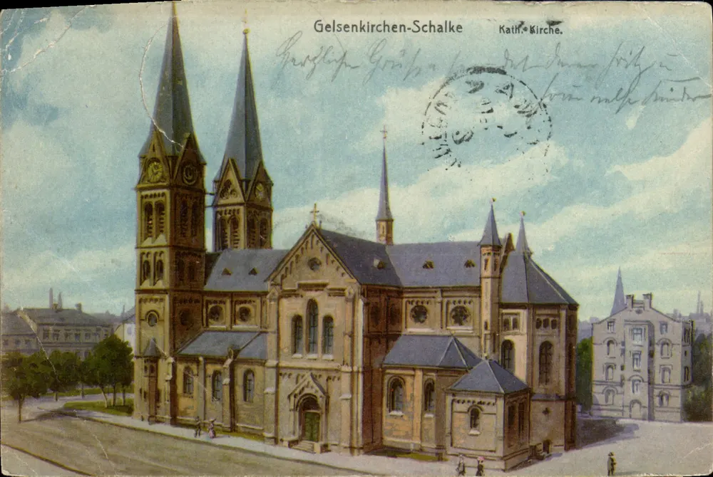 Gelsenkirchen-Schalke — Kath. Kirche (église catholique) — éditeur Vering R. Rödtermann, n° de série non visible - Frente