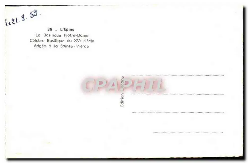 L'Épine — A Basílica Nossa Senhora — Edição Lagane - Verso