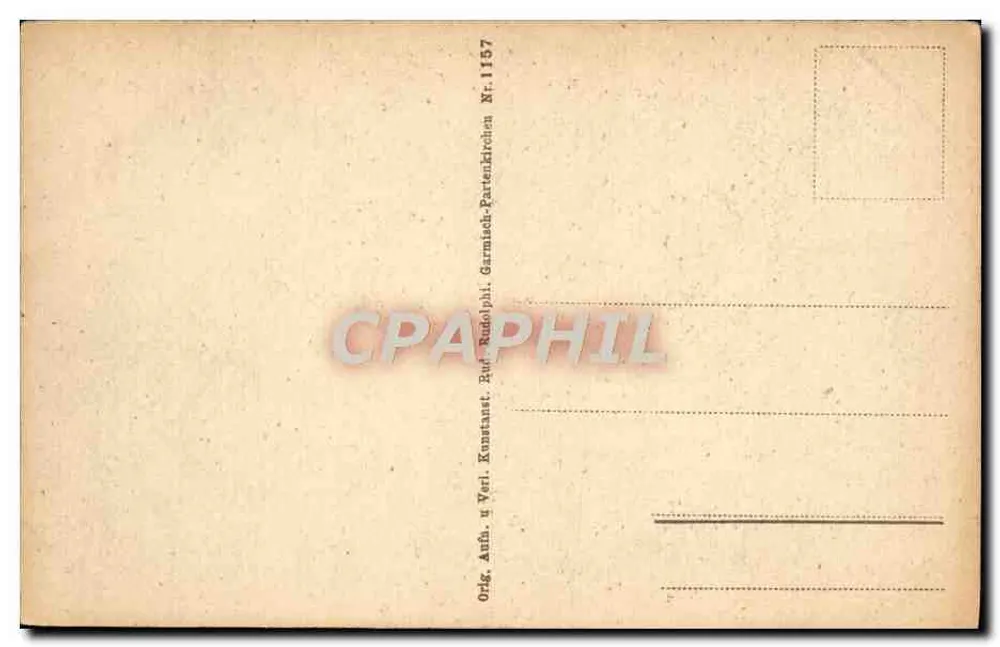 Cabana de hospedagem na Höllentalanger — vista de montanha com cabana e glaciar — editor Rudolph & Verlag, Garmisch-Partenkirchen, n° 1157 - Verso